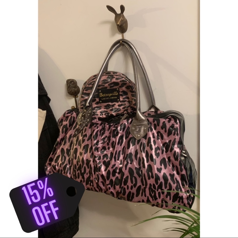 BETSEY JOHNSON | Metallic Pink Leopard Weekender